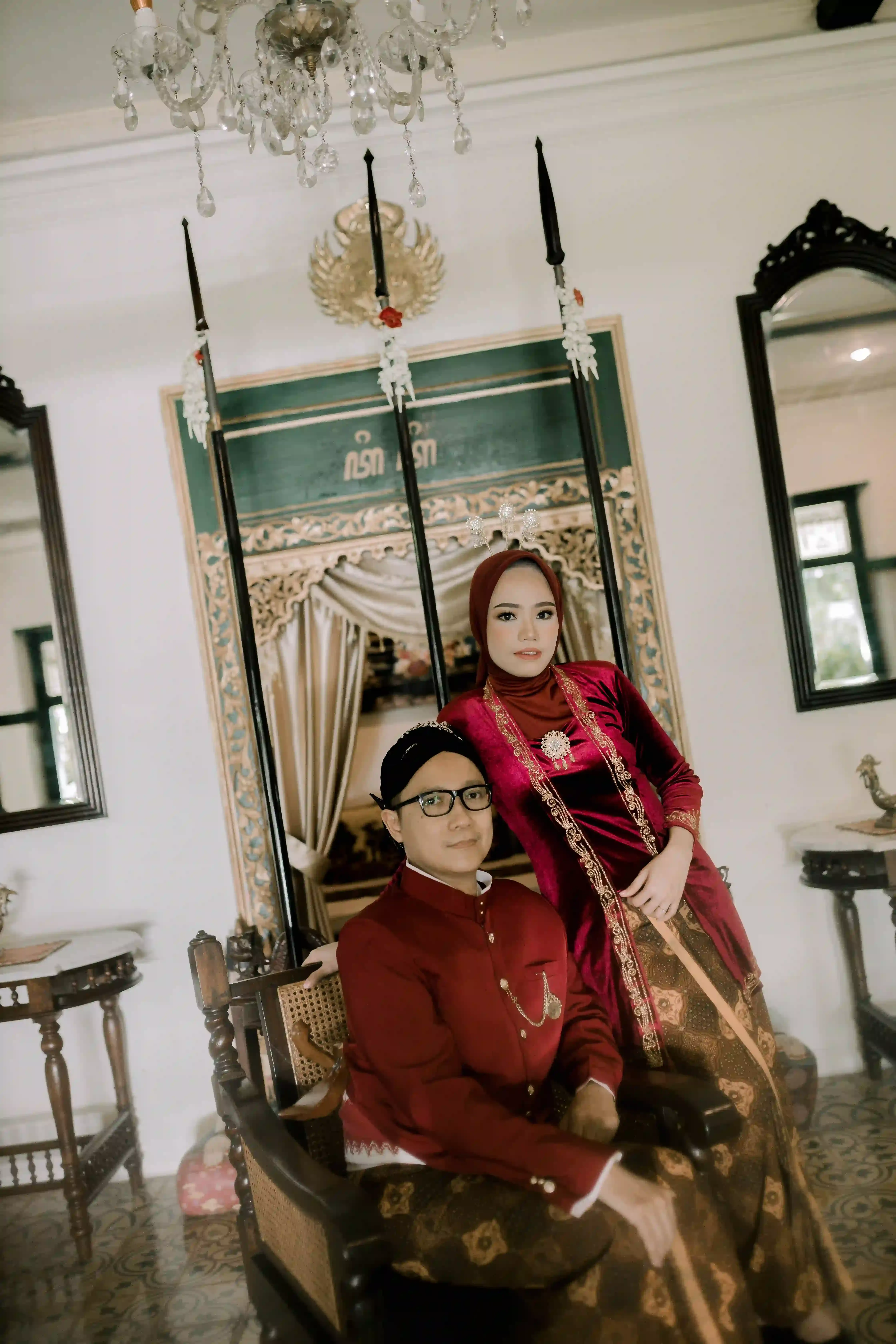 Bludru Merah Kutubaru Bordir Panjang - 8