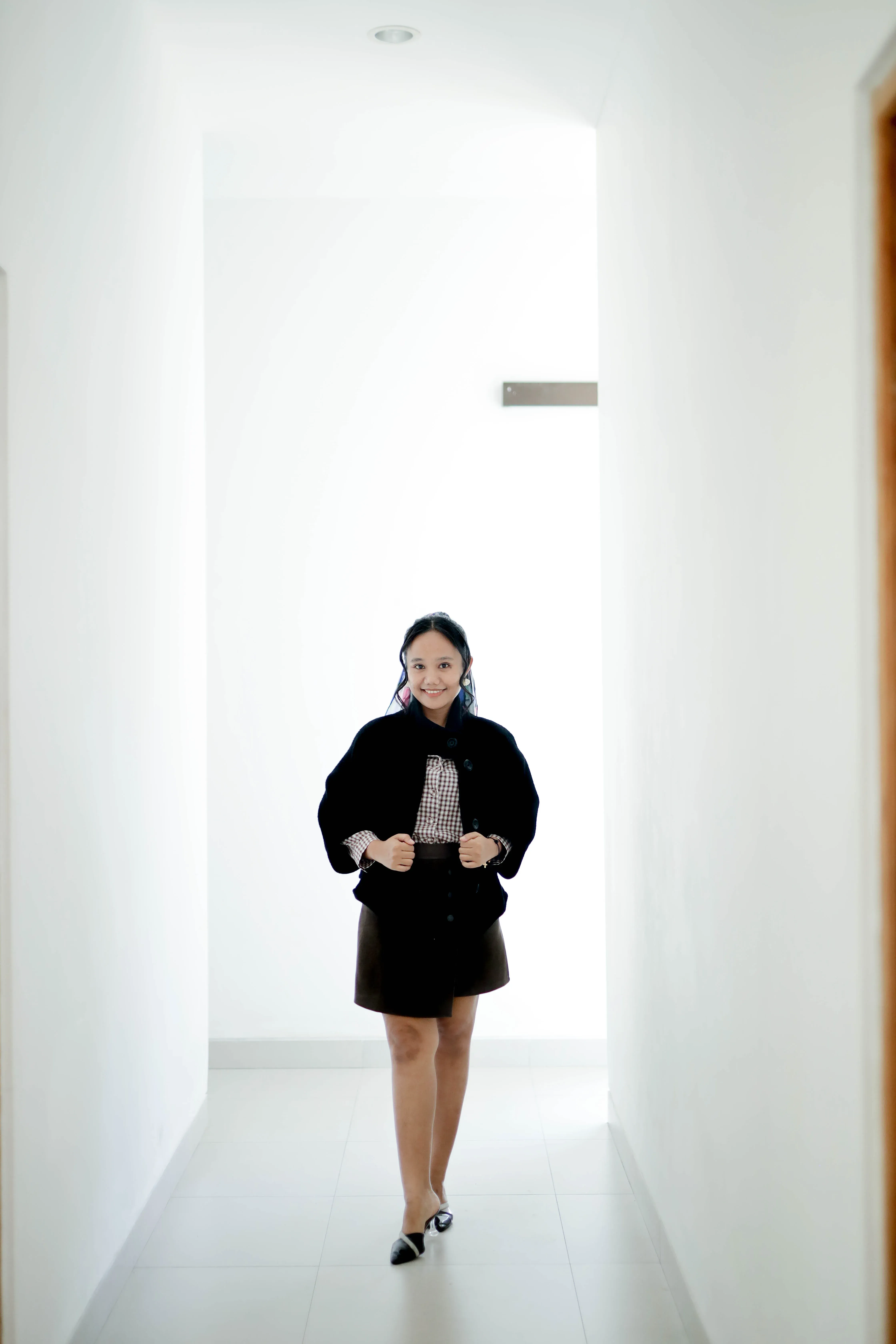 Black coat short woman - Wool - 3